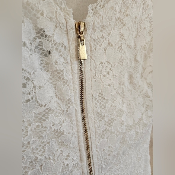 Laundry by Shelli Segal Cream Lined Long Sleeve Zipper Lace Dress-Size 4 - Picture 3 of 4